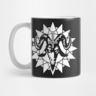 Satanic Goat Head with Chaos Star (white) Mug